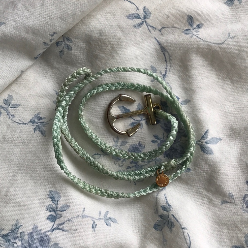 Teal/gold anchor wrap Pura Vida bracelet